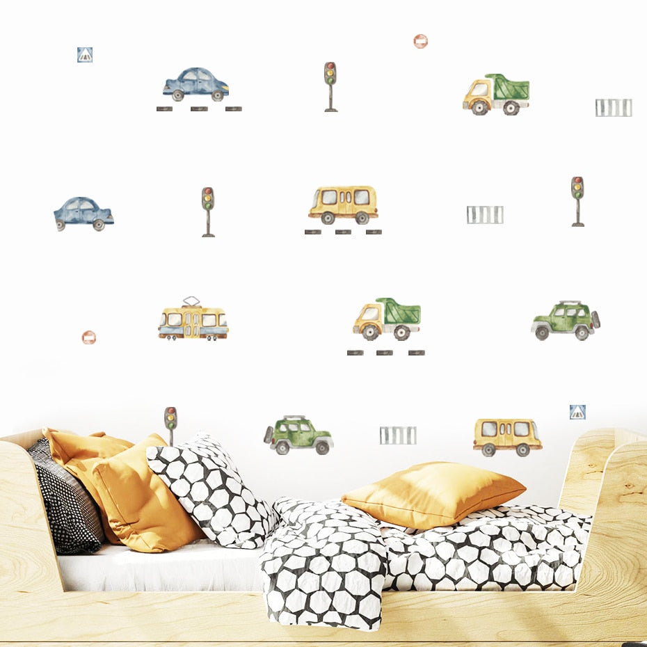 Cartoon Wall Decals Cute Urban Transport