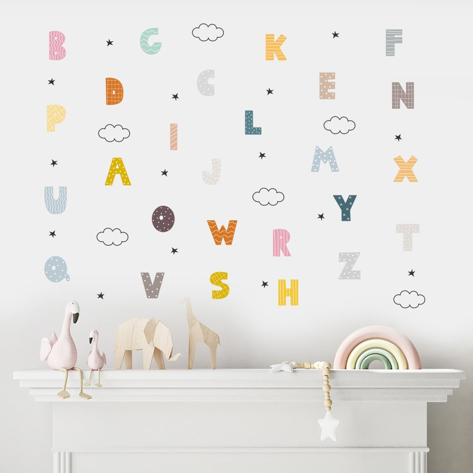 Cartoon Wall Decals 26 Cloudy Alphabet