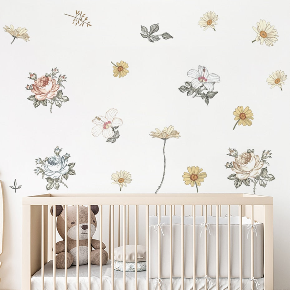 Nursery Wall Decals Vintage Flower Botanical