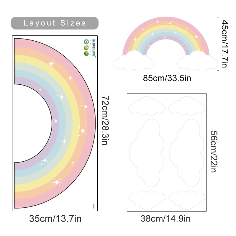 Cartoon Wall Decals Pastel Rainbow Clouds