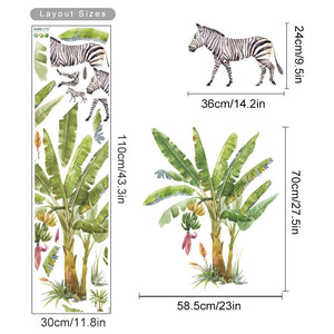 Nursery Wall Decals African Animals Tropical Tree