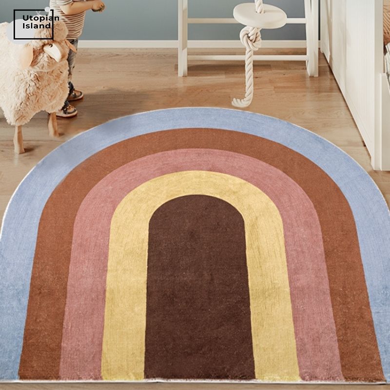 Half Round Area Rug Nordic Rainbow