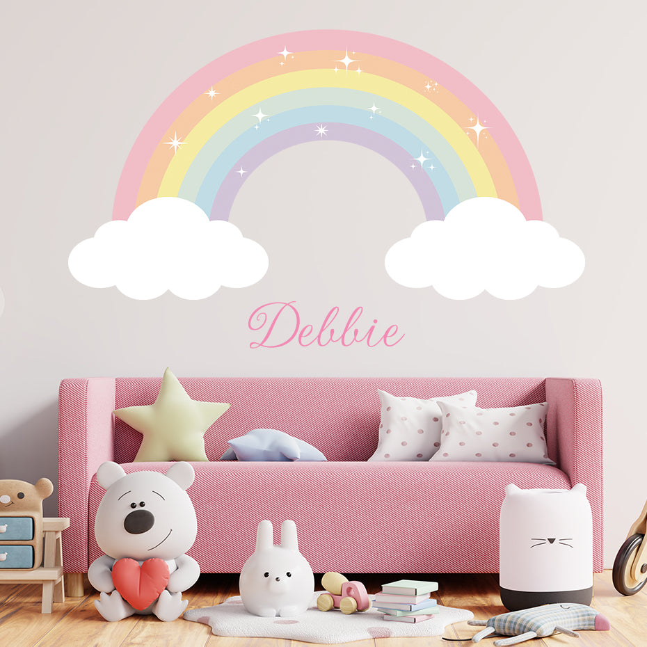 Cartoon Wall Decals Pastel Rainbow Clouds