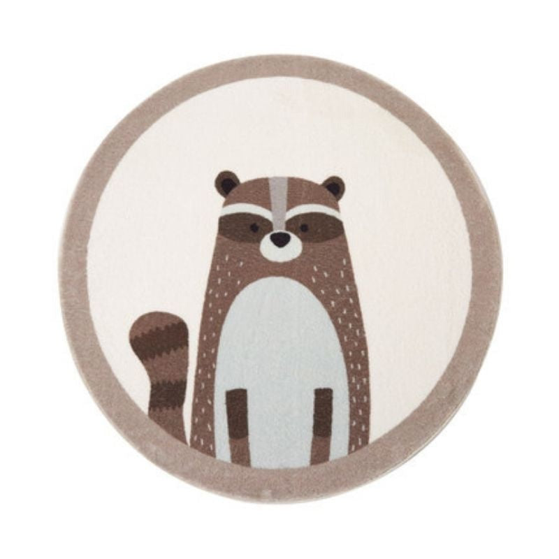 Nursery Round Area Rug Animal Portraits