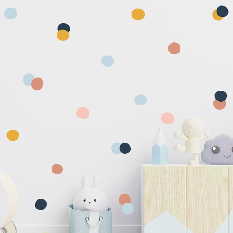 Cartoon Wall Decals Colorful Polka Dots