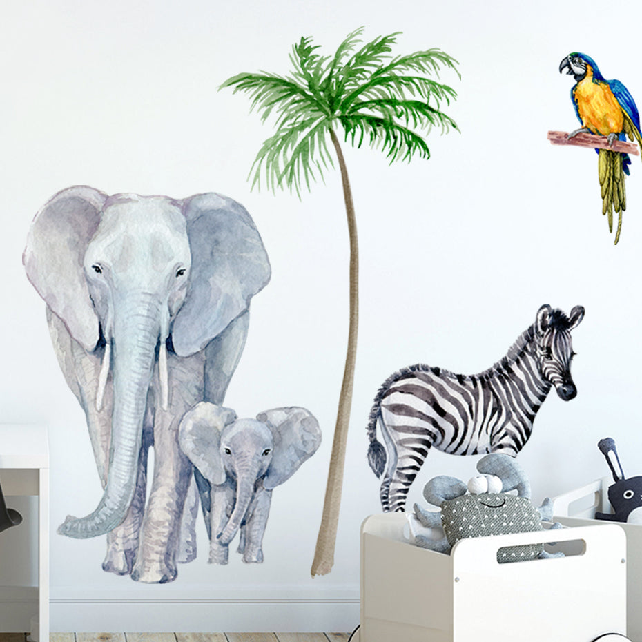 Nursery Wall Decals Large Africa AnimalsTree