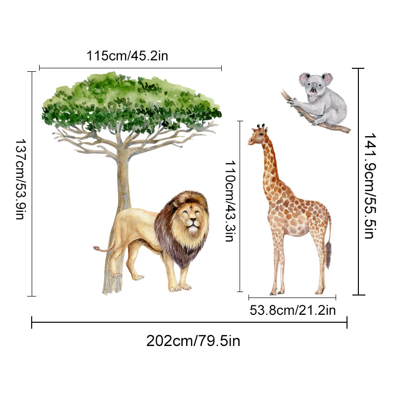 Nursery Wall Decals Large Africa AnimalsTree