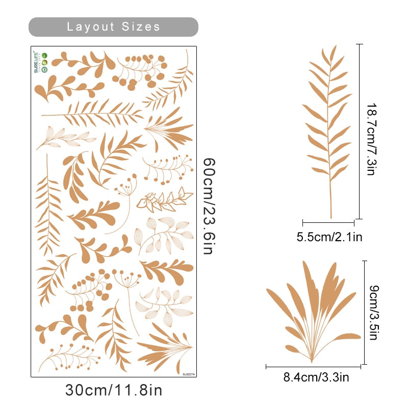 Boho Wall Decals Botanical Leaves