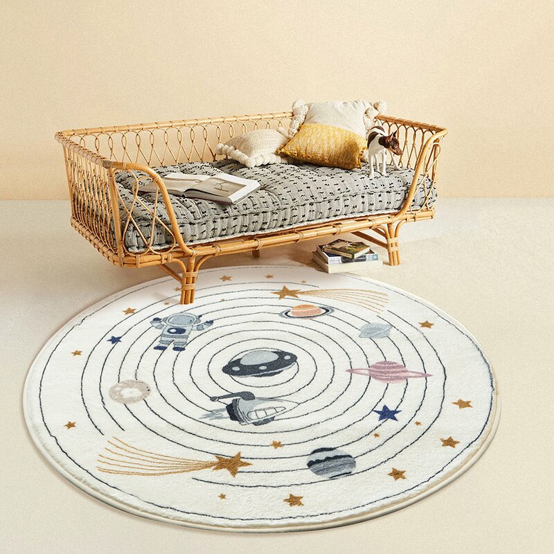 Nursery Area Round Rug Space Galaxy