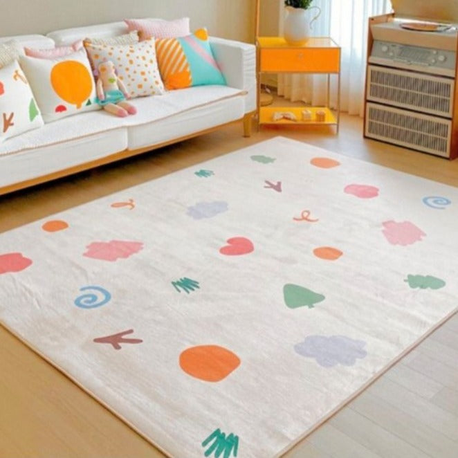 Soft Area Rug Colorful Shapes