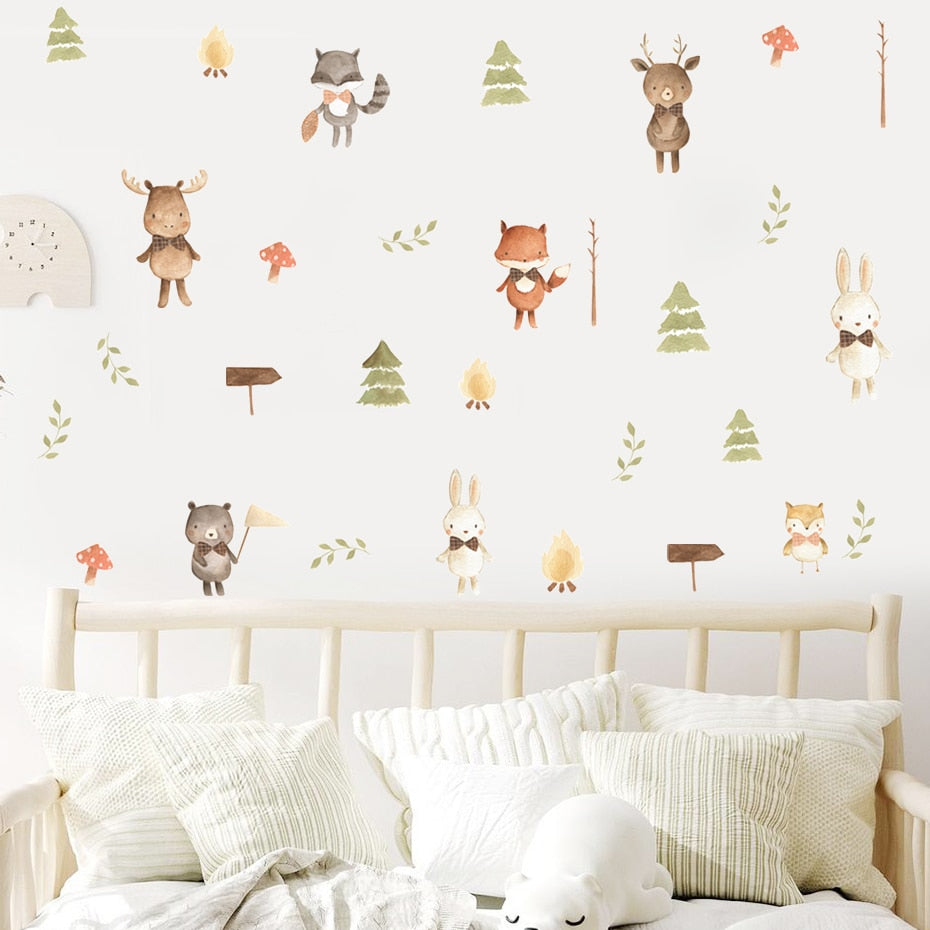 Cartoon Wall Decals Cute Forest Animals