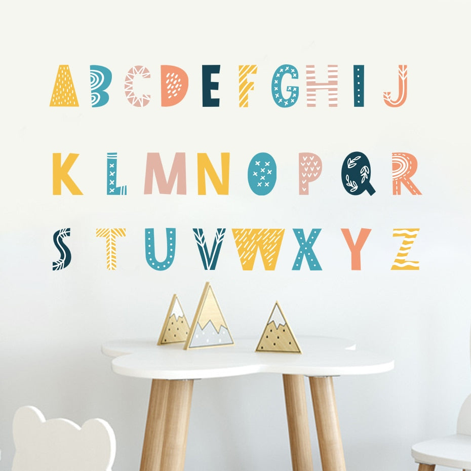 Nursery Wall Decals Colorful Alphabet Letter Rainbows