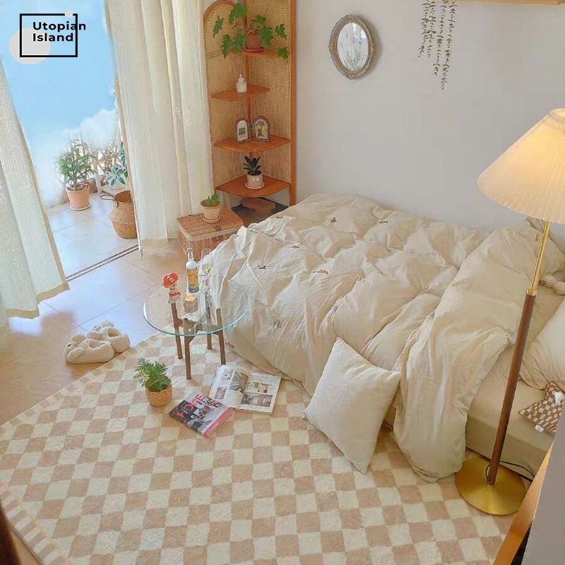 Rectangular Area Rug Khaki Chess