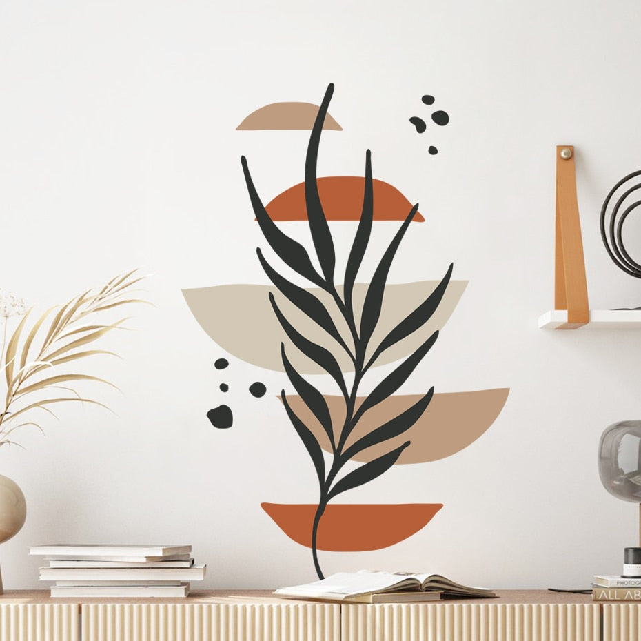Boho Wall Decal Sun Leaf Botanical Abstract