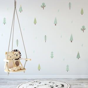 Cartoon Wall Decals Cute Deer Animal Leaves