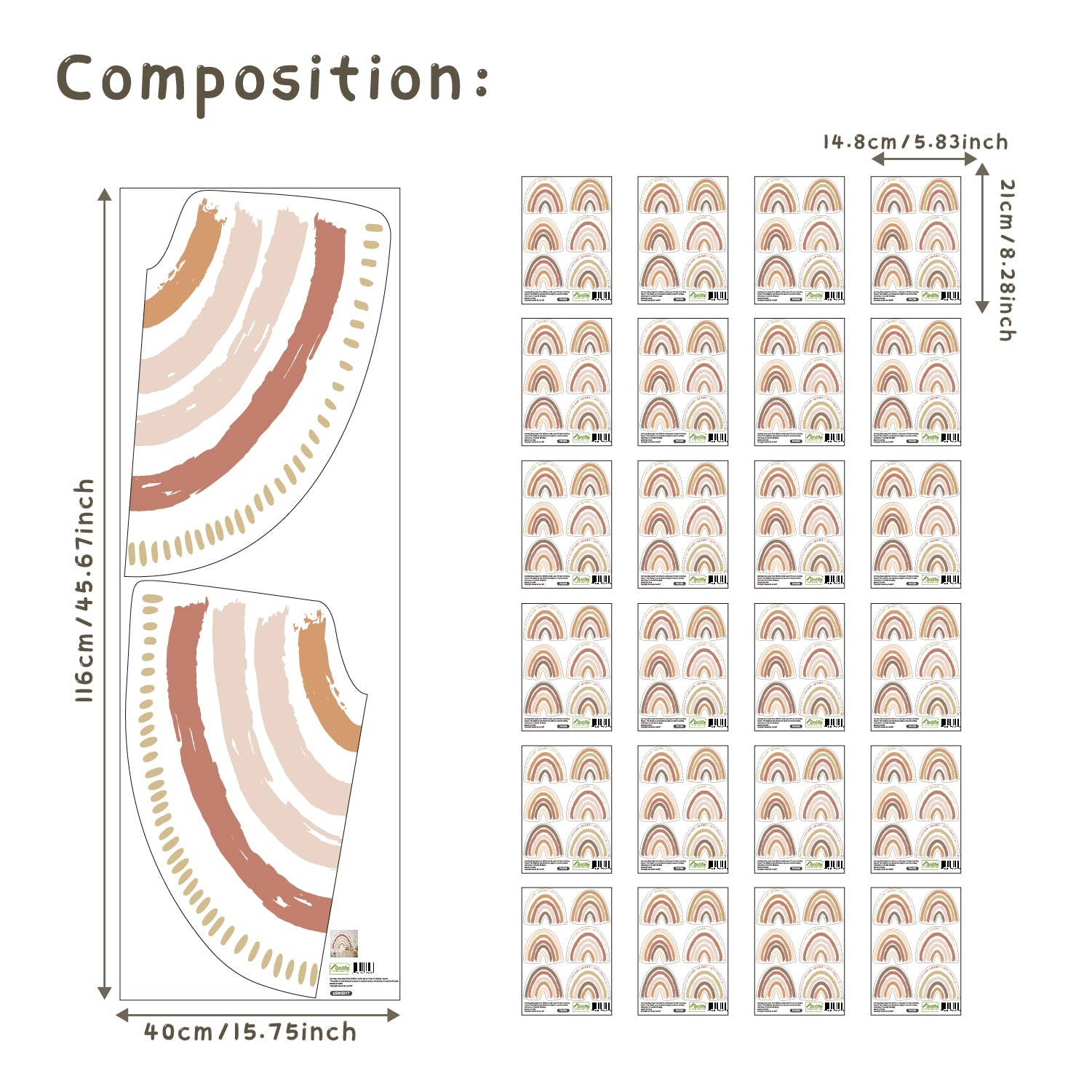 Boho Pattern Rainbows Wall Decals