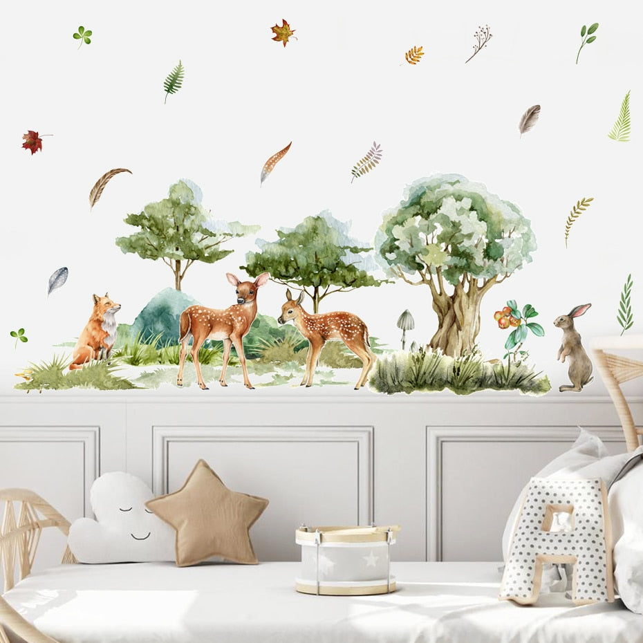 Cartoon Wall Decal Autumn Animals