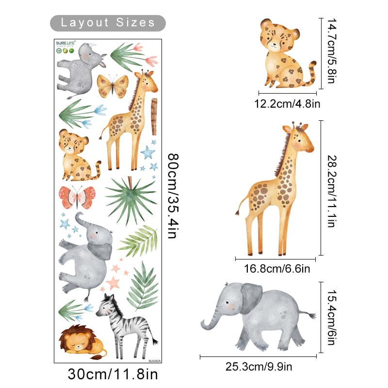 Cartoon Wall Decals Cute Animal Giraffe