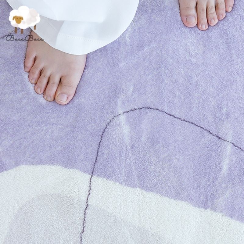 Nursery Area Round Rug Purple Art