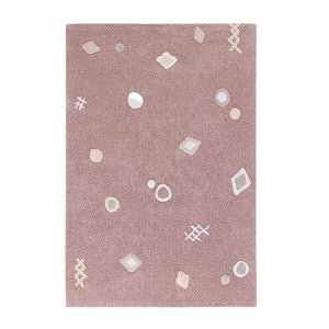 Nursery Soft Red Area Rug Shapes