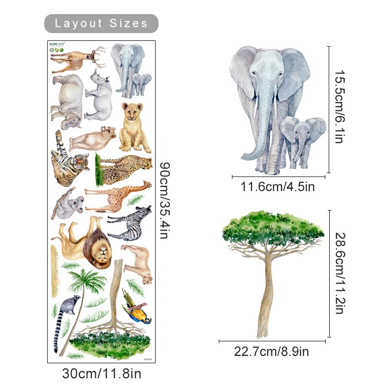 Wall Decals Wild Animals And Tree