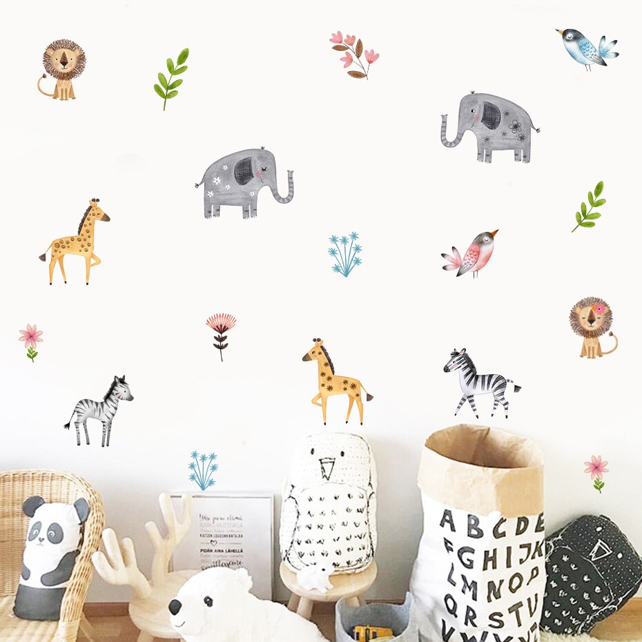 Cartoon Wall Decals Cute African Animals