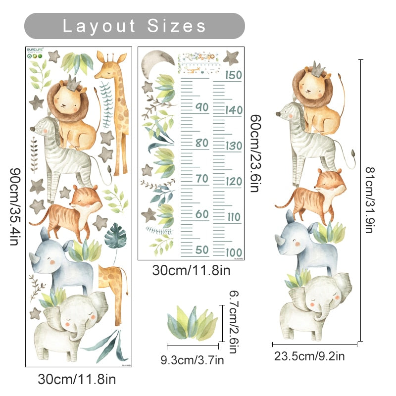 Custom Baby Name Wall Decals Growth Chart Animals