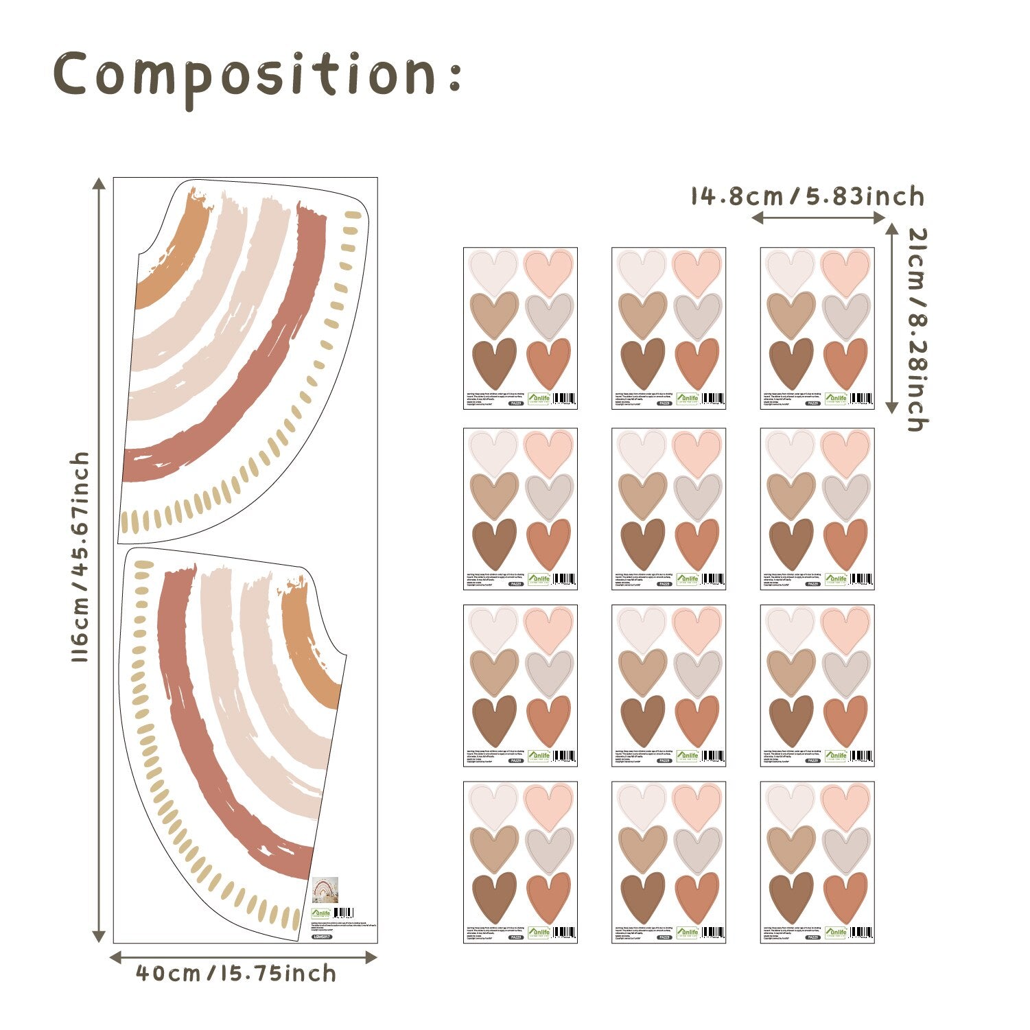 Boho Pattern Rainbows Wall Decals