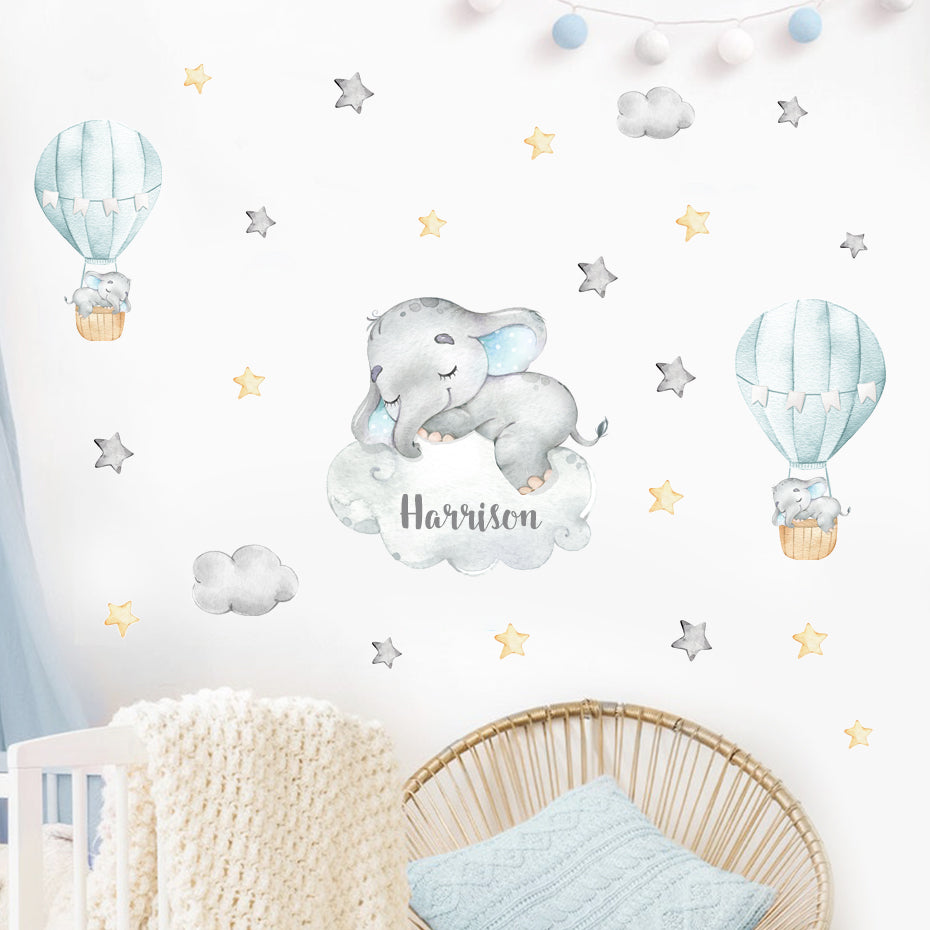 Custom Name Hot Air Balloon Wall Decals