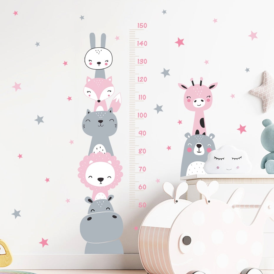 Height Chart Wall Decal Animals Stars