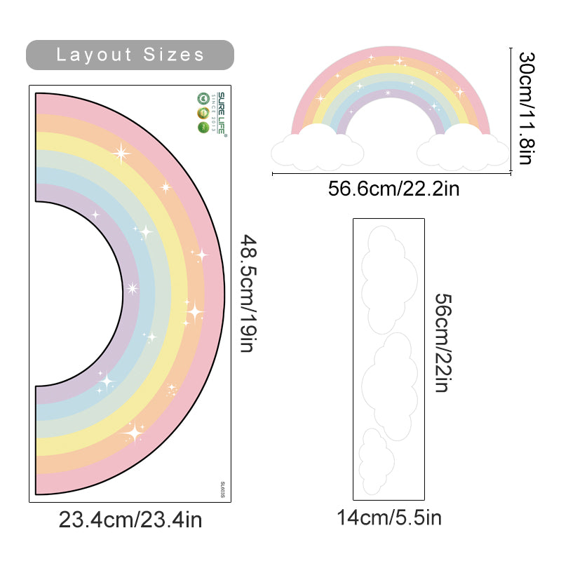 Cartoon Wall Decals Pastel Rainbow Clouds