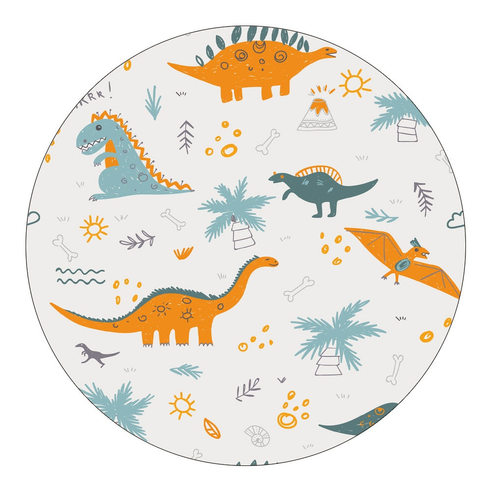 Nursery Cartoon Style Area Round Rug