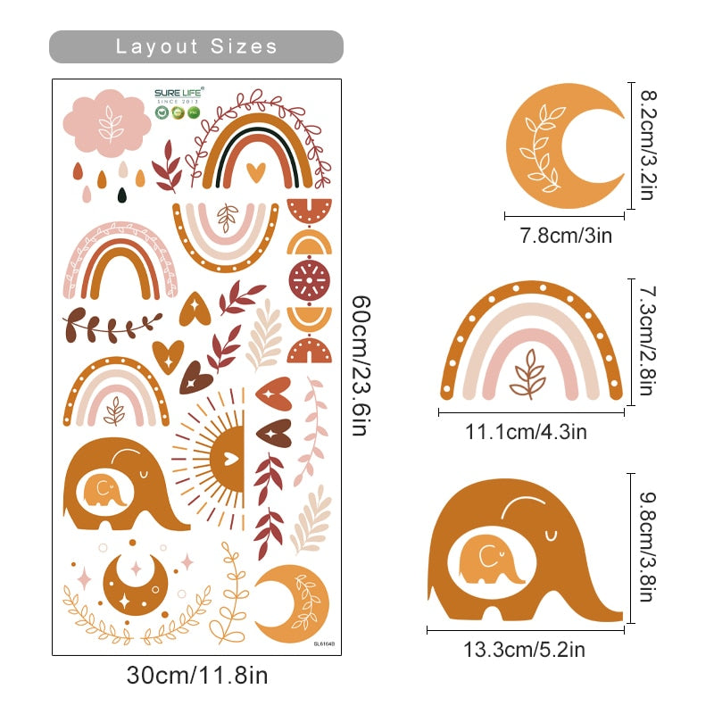 Boho Rainbow Heart Wall Decals