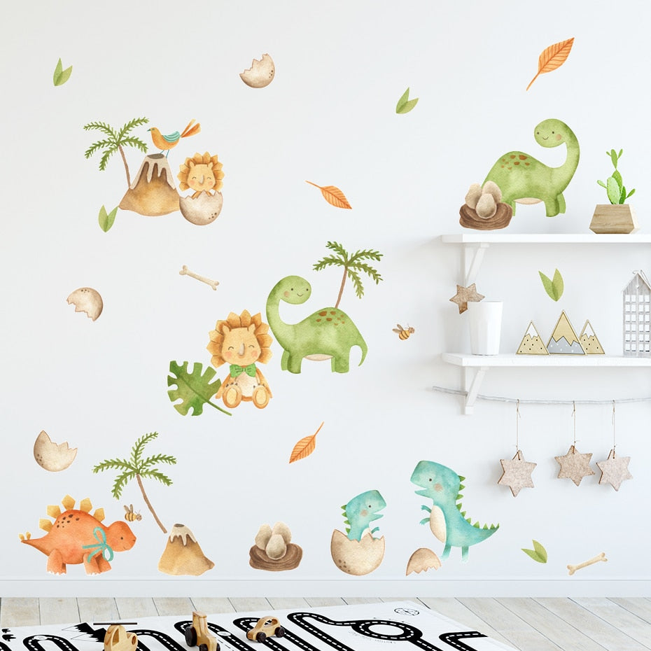 Cartoon Wall Decals Cute Baby Dinosaurs