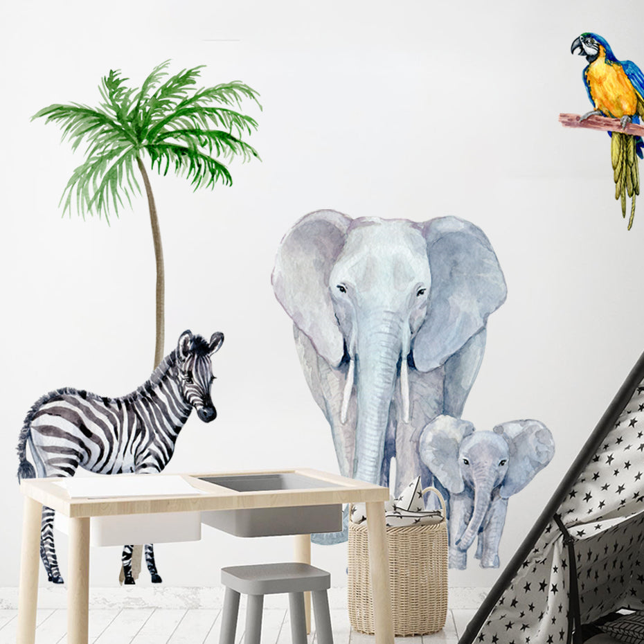Nursery Wall Decals Large Africa AnimalsTree