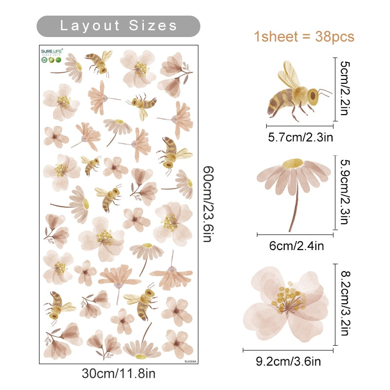 Nursery Wall Decals Bee Flowers
