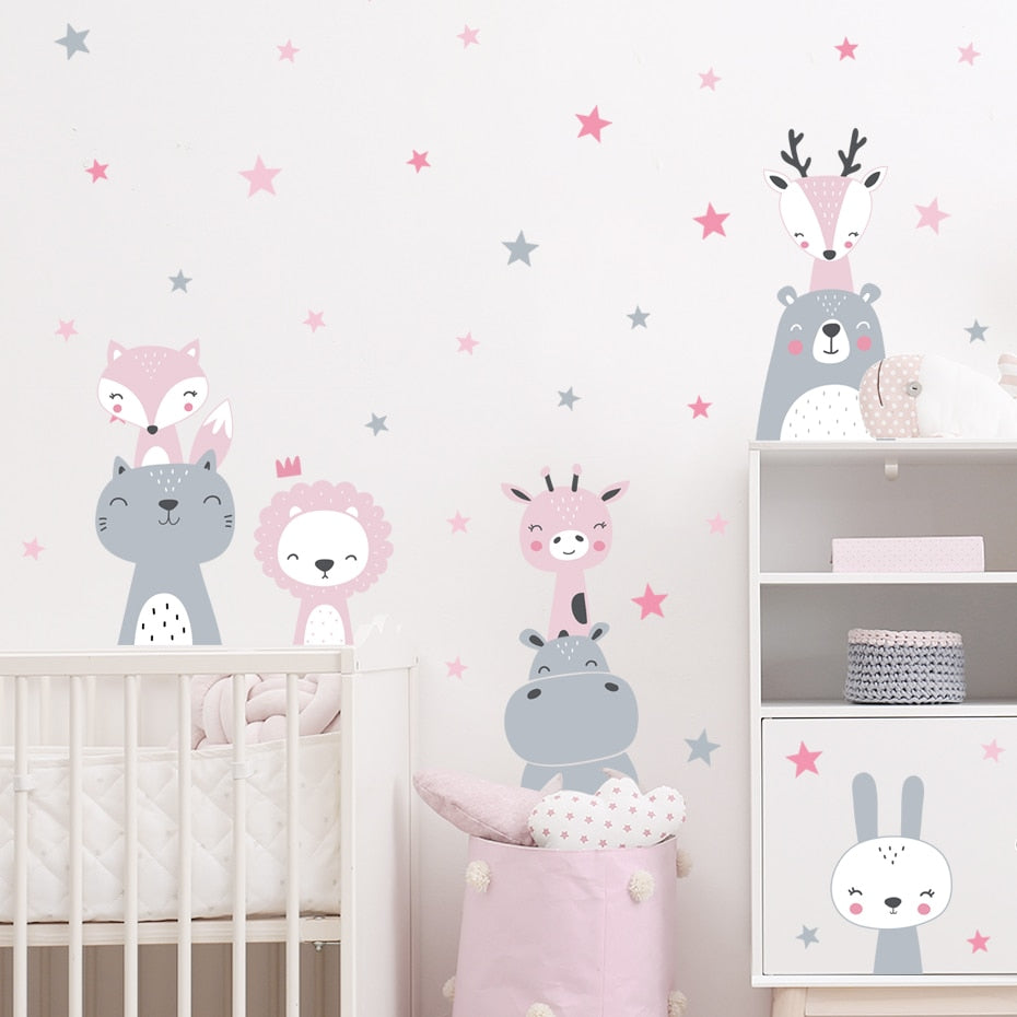 Cartoon Cute Animals Wall Decals