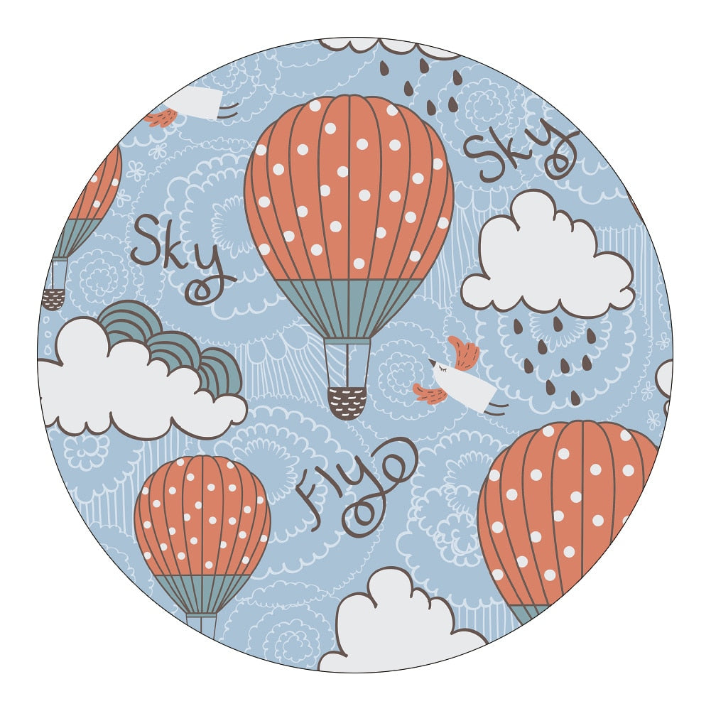 Nursery Cartoon Style Area Round Rug