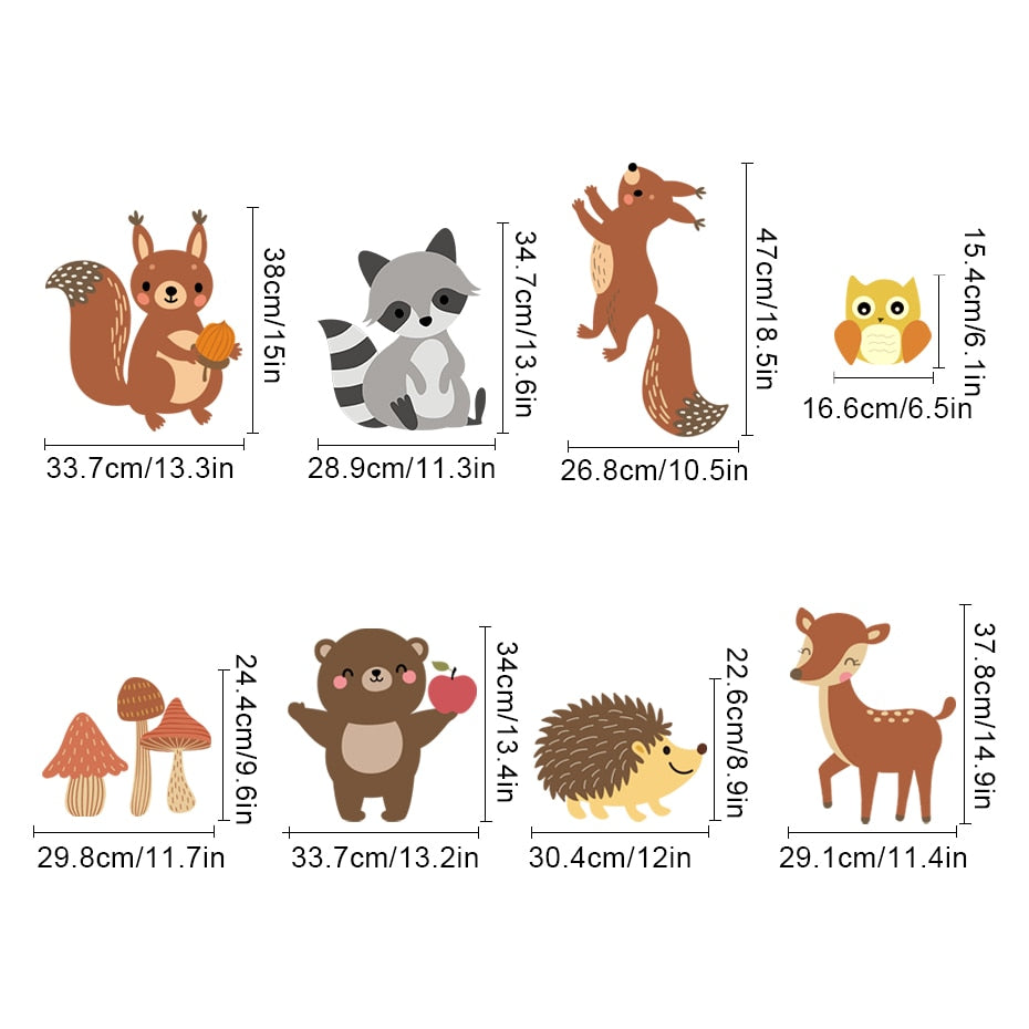 Nursery Wall Decals Birch Trees Forest Animals