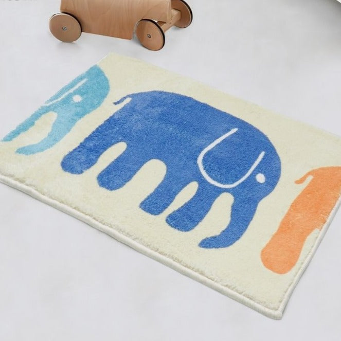 Soft Area Rug Walking Elephants