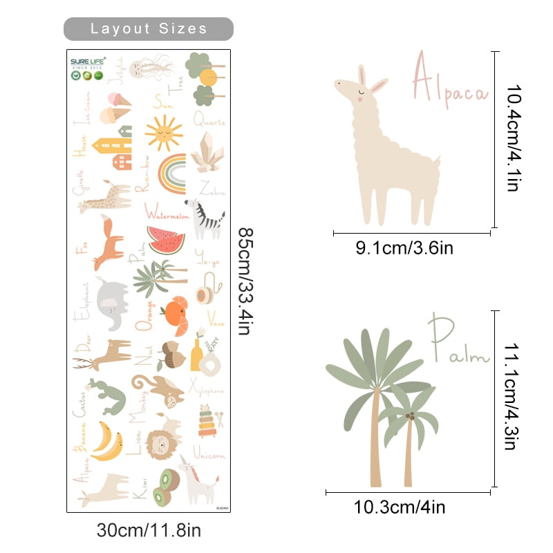 Nursery Wall Decals Animals Fruit Alphabet