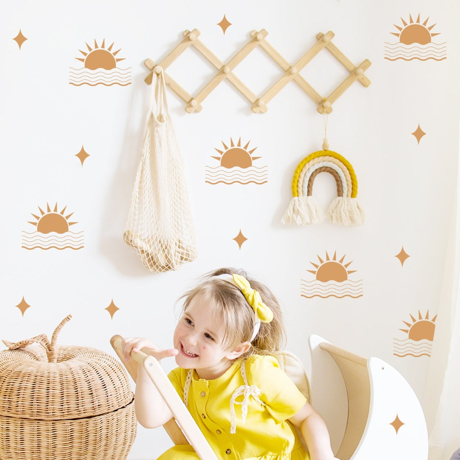 Bohemian Wall Decals Geometric Sun Wave