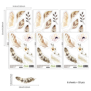 Floral Wall Decals Leaves And Feathers