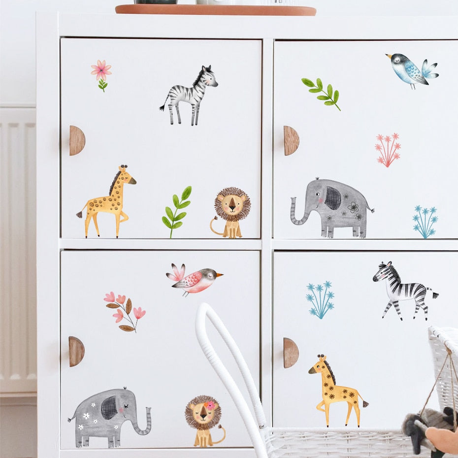 Cartoon Wall Decals Cute African Animals