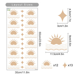 Bohemian Wall Decals Geometric Sun Wave