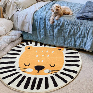 Nursery Area Round Rug Lions