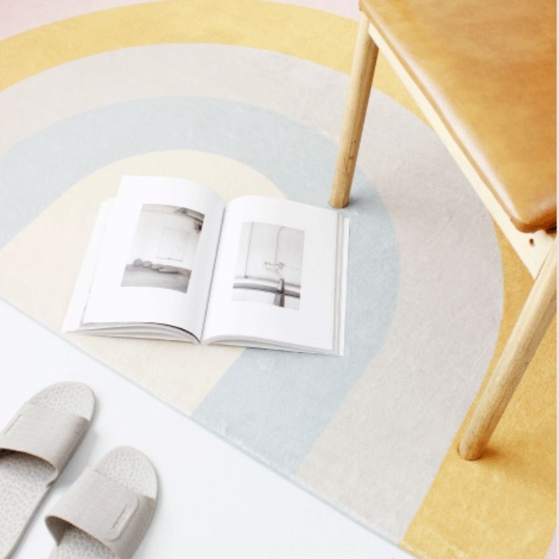 Square Area Rug Light Color Rainbow