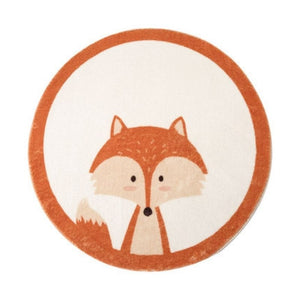Nursery Round Area Rug Animal Portraits