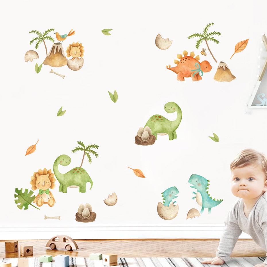 Cartoon Wall Decals Cute Baby Dinosaurs