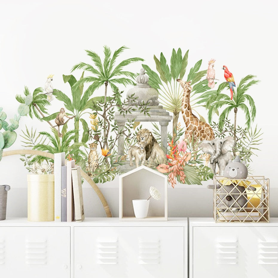 Nursery Wall Decal African Animals in Trees